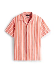 Tommy Hilfiger Orange Regular Fit Stripe Short Sleeve Shirt - Image 5 of 5