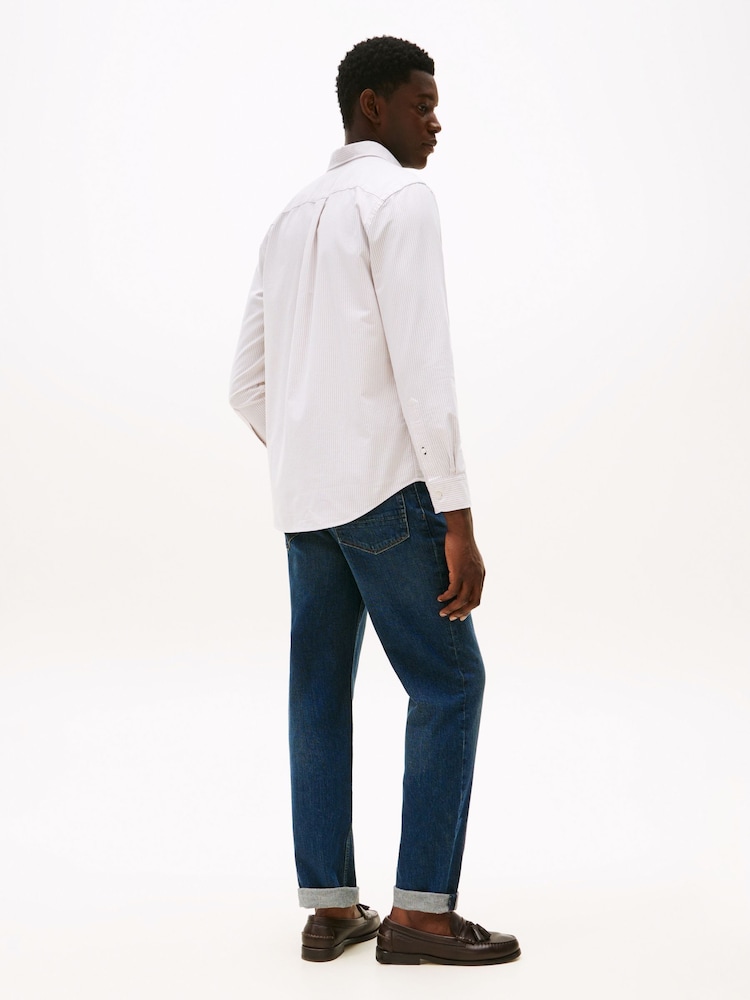 Tommy Hilfiger White Regular Fit Stripe Oxford Shirt - Image 2 of 5