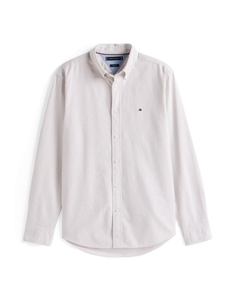Tommy Hilfiger White Regular Fit Stripe Oxford Shirt - Image 5 of 5
