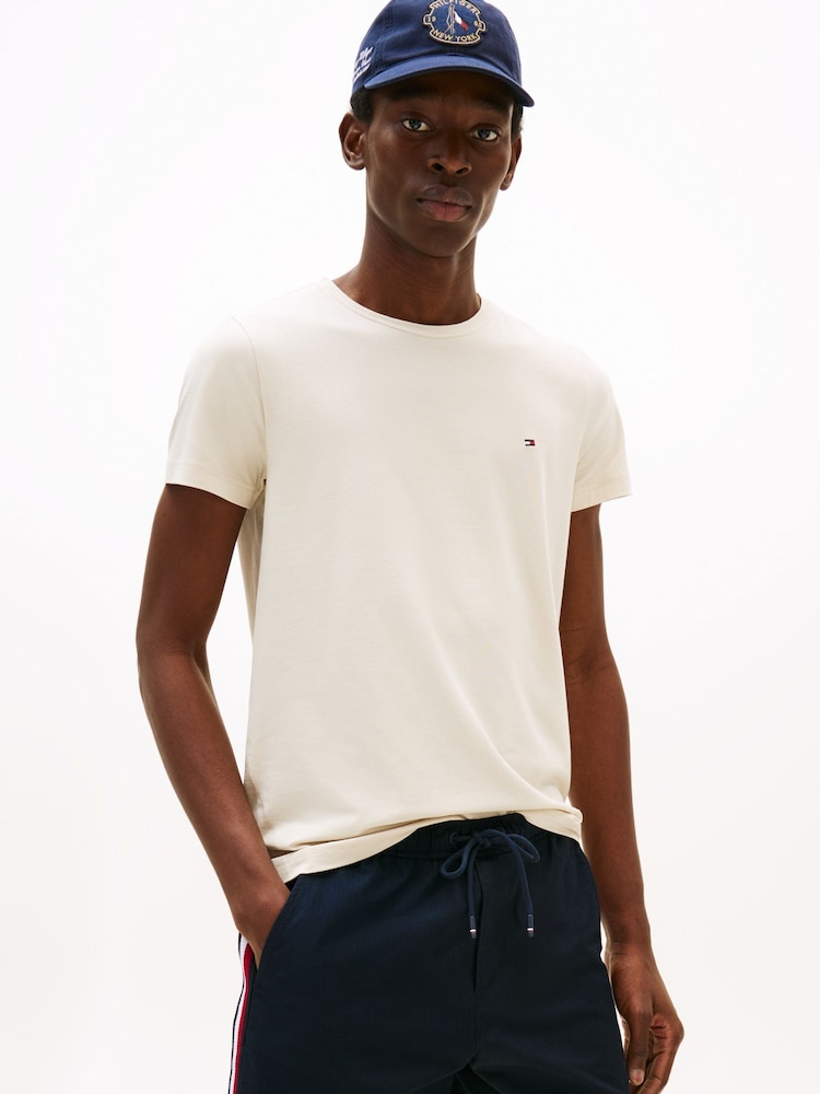 Tommy Hilfiger Natural Slim Crew Neck T-Shirt - Image 1 of 5 Tommy Hilfiger Natural Slim Crew Neck T-Shirt - Image 1 of 5