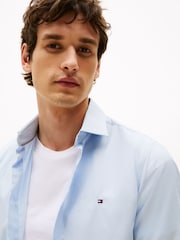 Tommy Hilfiger Blue Slim Flex Stretch Cotton Poplin Shirt - Image 4 of 5