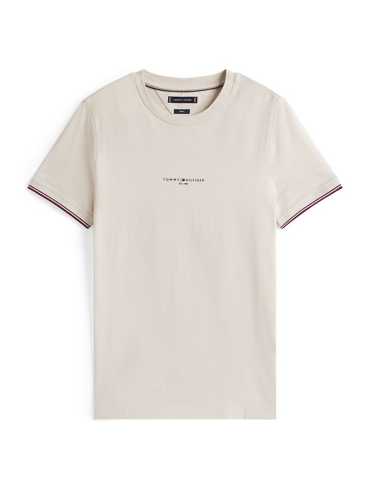 Tommy Hilfiger Natural Signature Tipped Slim Knit T-Shirt - Image 5 of 5