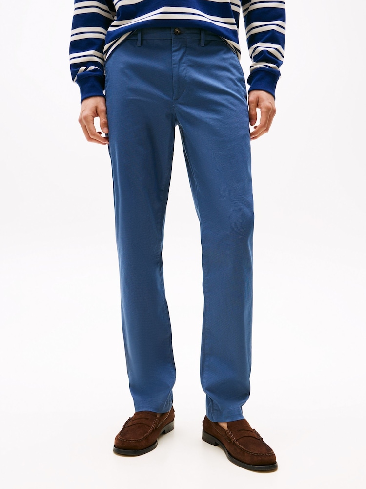 Tommy Hilfiger Blue Denton Micro Print Straight Leg Chinos - Image 1 of 5