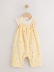 Yellow Ditsy - Baby Jersey Dungarees and Bodysuits Set 2 Piece (0mths-3yrs) - Imagem 1 de 9