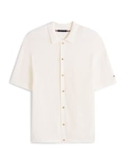 Tommy Hilfiger Cream Relaxed Fit Open Knit Short Sleeve Shirt - Image 5 of 5
