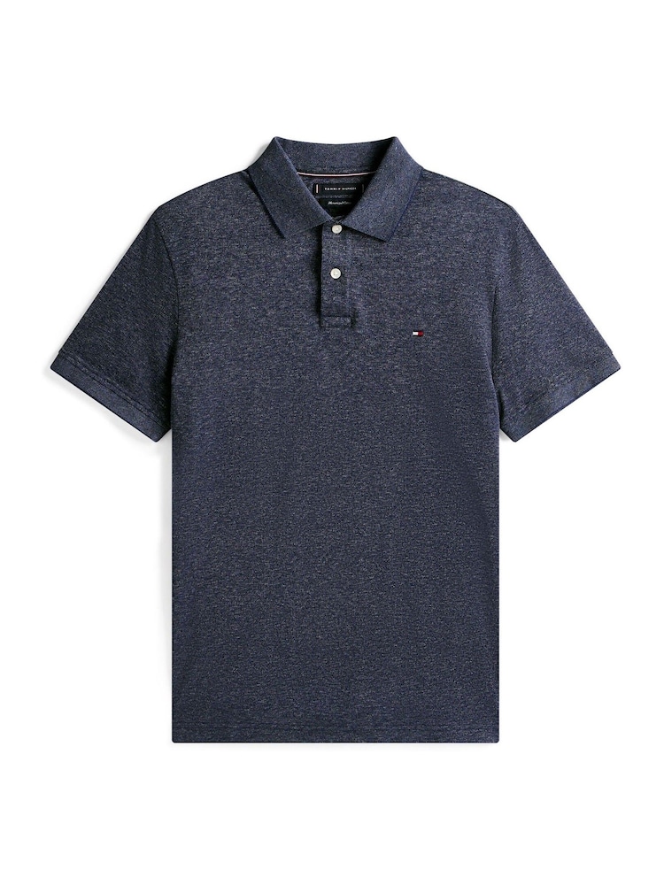 Tommy Hilfiger Blue Two Tone Mercerised Polo Shirt - Image 5 of 5