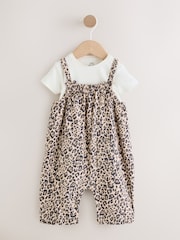 Estampa de leopardo - Baby Jersey Dungarees and Bodysuits Set 2 Piece (0mths-3yrs) - Imagem 1 de 8