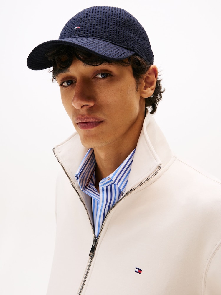 Tommy Hilfiger Blue Hilfiger Flag Seersucker Baseball Cap - Image 1 of 4