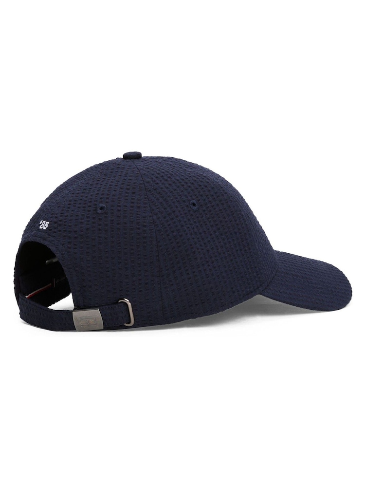Tommy Hilfiger Blue Hilfiger Flag Seersucker Baseball Cap - Image 4 of 4