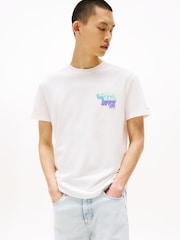 Tommy Jeans Natural Stack Logo Back Graphic Print T-Shirt - Image 1 of 5