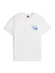 Tommy Jeans Natural Stack Logo Back Graphic Print T-Shirt - Image 5 of 5