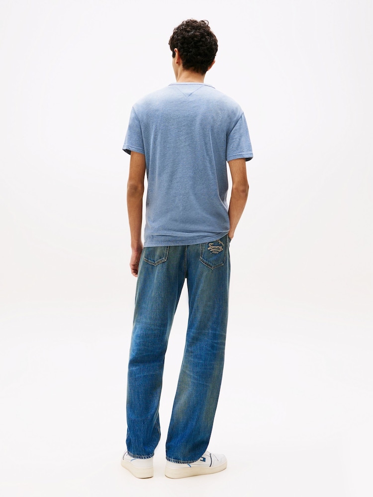 Tommy Jeans Blue Tonal Tommy Badge T-Shirt - Image 2 of 5