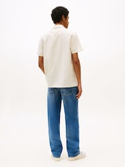 Tommy Jeans Cream Linen Blend Regular Short Sleeve Shirt - Image 2 of 5