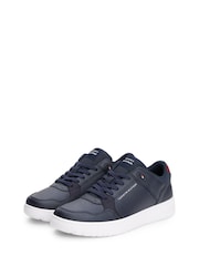 Tommy Hilfiger Blue Mixed Texture Fine Cleat Basketball Trainers - Image 3 of 4