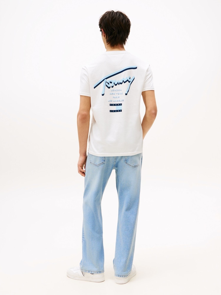 Tommy Jeans White Signature Back Logo Crew Neck T-Shirt - Image 2 of 5