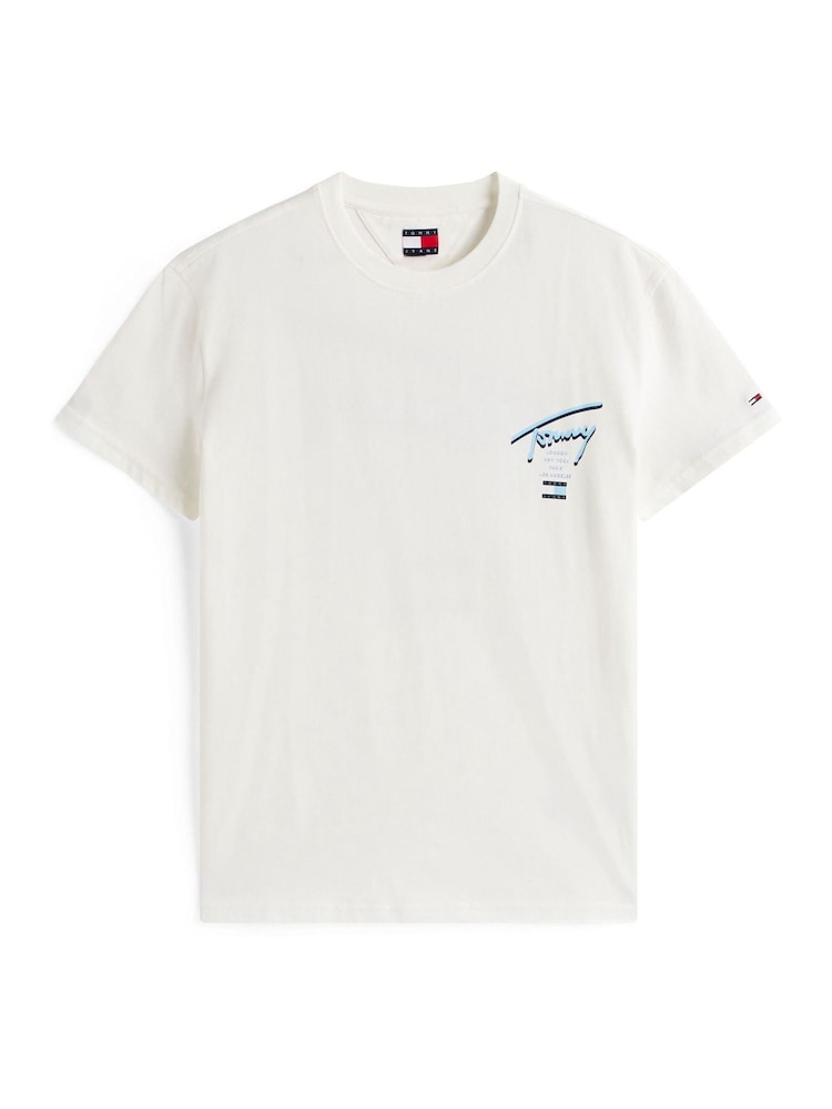 Tommy Jeans White Signature Back Logo Crew Neck T-Shirt - Image 5 of 5