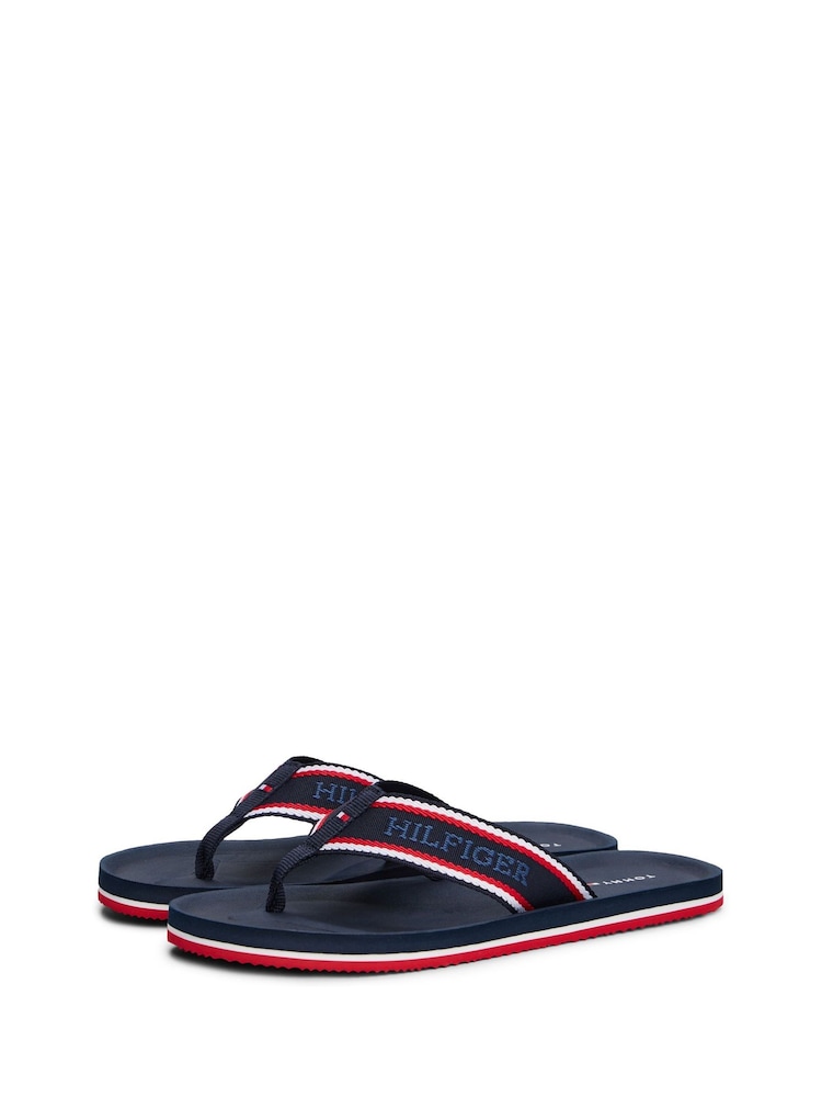 Buy Tommy Hilfiger Blue Hilfiger Monotype Logo flip-flops  display picture 2