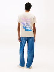 Tommy Jeans Cream Stack Logo Back Graphic Print T-Shirt - Image 2 of 5