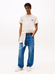 Tommy Jeans Cream Stack Logo Back Graphic Print T-Shirt - Image 3 of 5