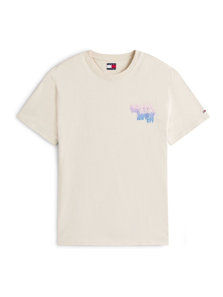 Tommy Jeans Cream Stack Logo Back Graphic Print T-Shirt - Image 5 of 5