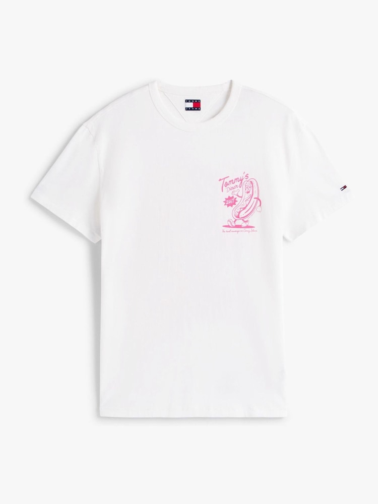 Tommy Jeans White Back Graphic Print Crew Neck T-Shirt - Image 4 of 4