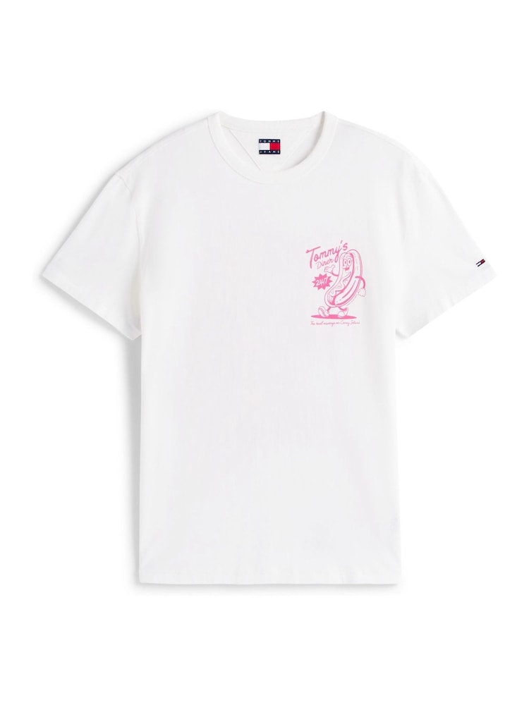 أبيض - Tommy Jeans Back Graphic Print Crew Neck T-Shirt - صورة 5 من 5