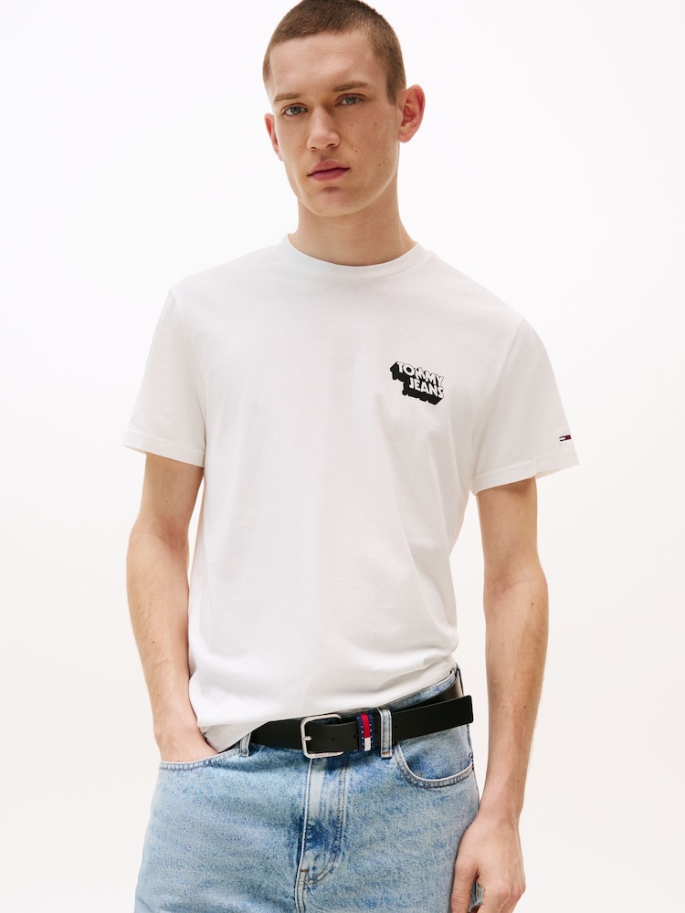 Tommy Jeans Natural Slim Stack Logo T-Shirt - Image 1 of 5