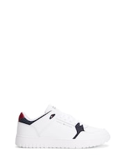 Tommy Hilfiger White Mixed Texture Fine Cleat Basketball Trainers - Image 1 of 4