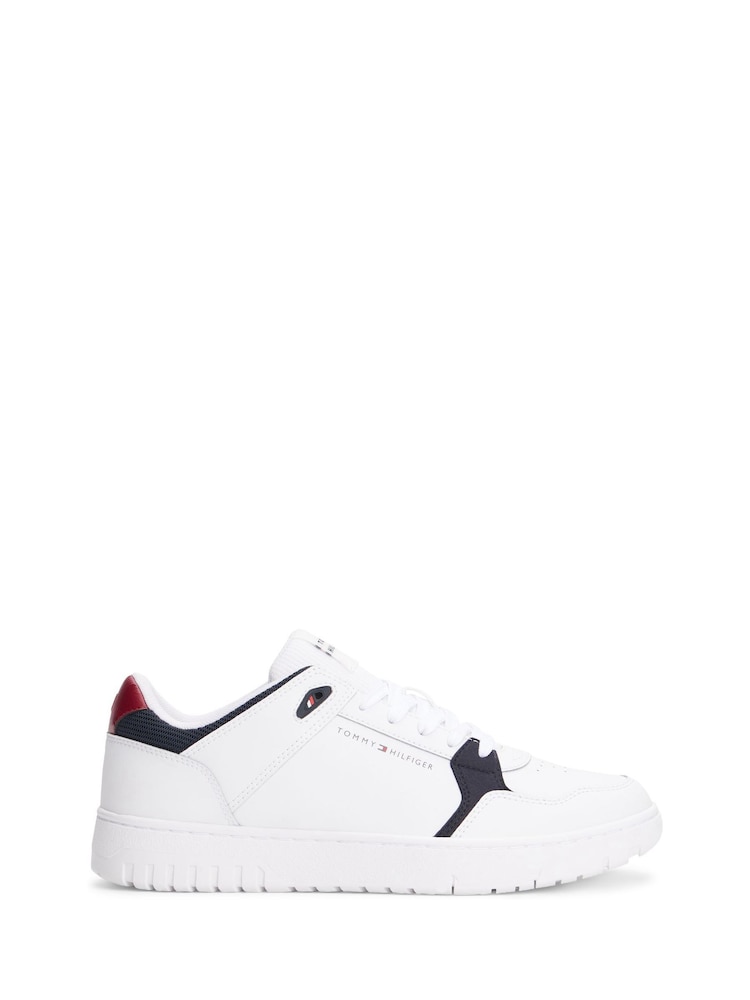 Tommy Hilfiger White Mixed Texture Fine Cleat Basketball Trainers - Image 1 of 4
