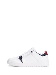 Tommy Hilfiger White Mixed Texture Fine Cleat Basketball Trainers - Image 2 of 4