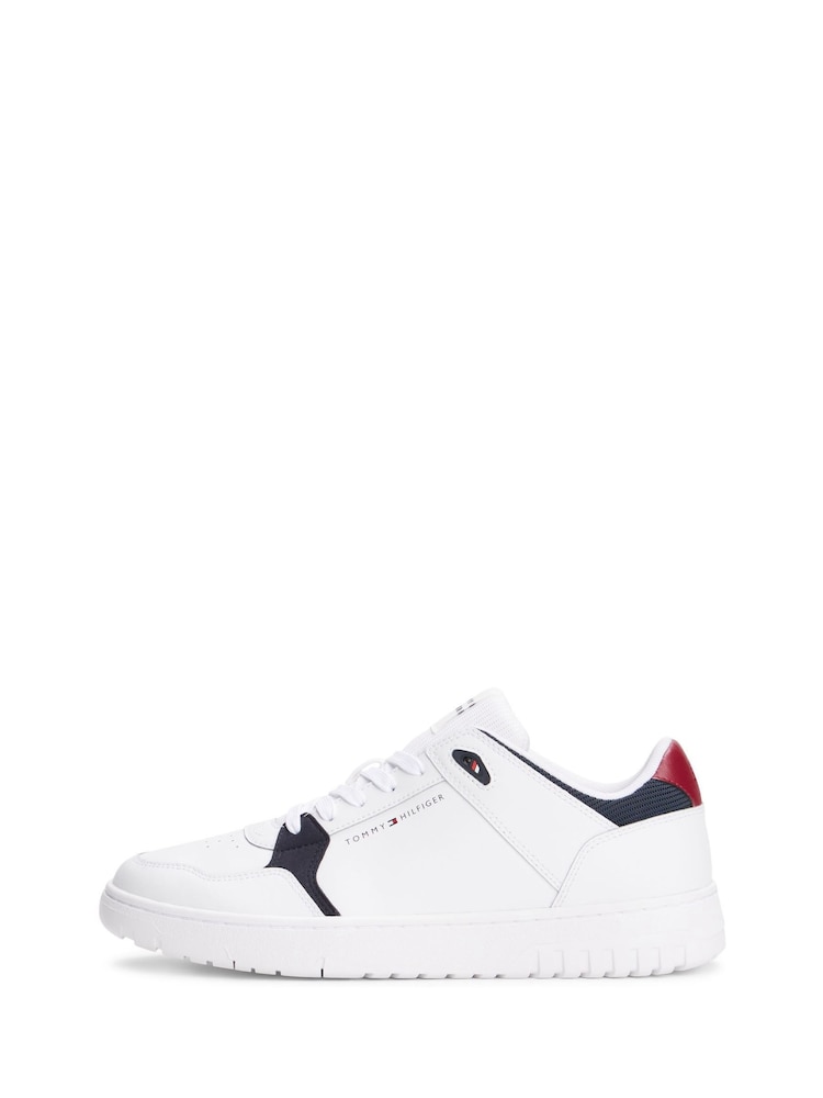 Tommy Hilfiger White Mixed Texture Fine Cleat Basketball Trainers - Image 2 of 4