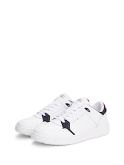 Tommy Hilfiger White Mixed Texture Fine Cleat Basketball Trainers - Image 3 of 4