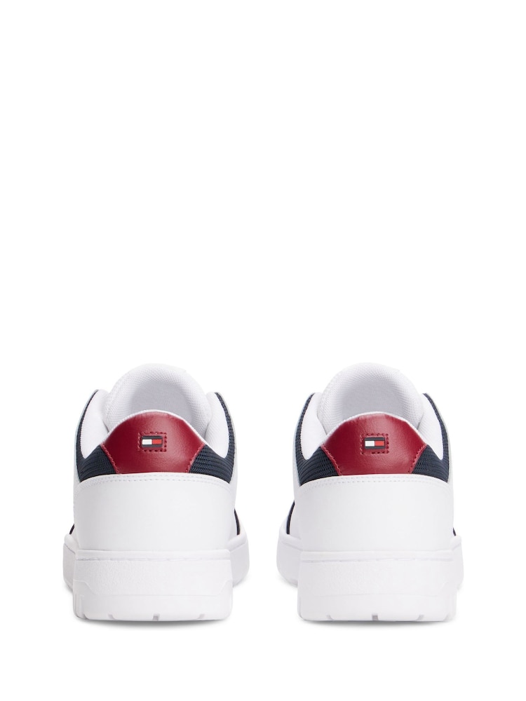 Tommy Hilfiger White Mixed Texture Fine Cleat Basketball Trainers - Image 4 of 4