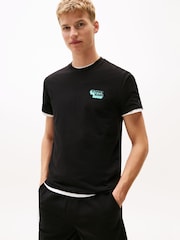 Tommy Jeans Black Slim Stack Logo T-Shirt - Image 1 of 5