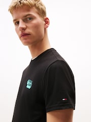 Tommy Jeans Black Slim Stack Logo T-Shirt - Image 4 of 5