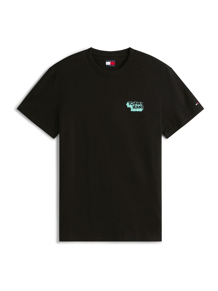 Tommy Jeans Black Slim Stack Logo T-Shirt - Image 5 of 5