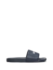 Tommy Hilfiger Blue Embossed Logo Pool Sliders - Image 1 of 4