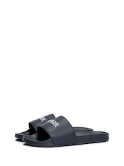 Tommy Hilfiger Blue Embossed Logo Pool Sliders - Image 3 of 4
