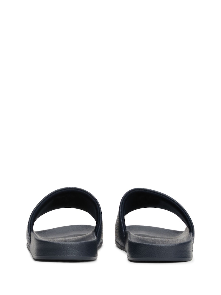 Tommy Hilfiger Blue Embossed Logo Pool Sliders - Image 4 of 4