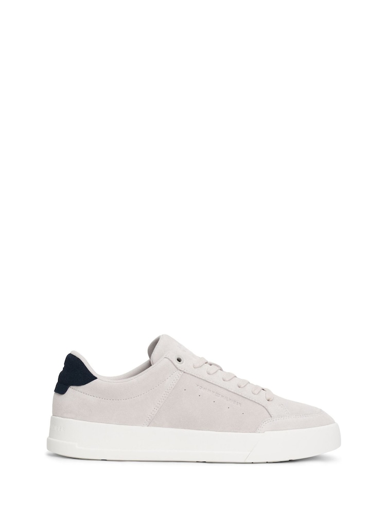 Tommy Hilfiger Grey Suede Chunky Sole Court Trainers - Image 1 of 5