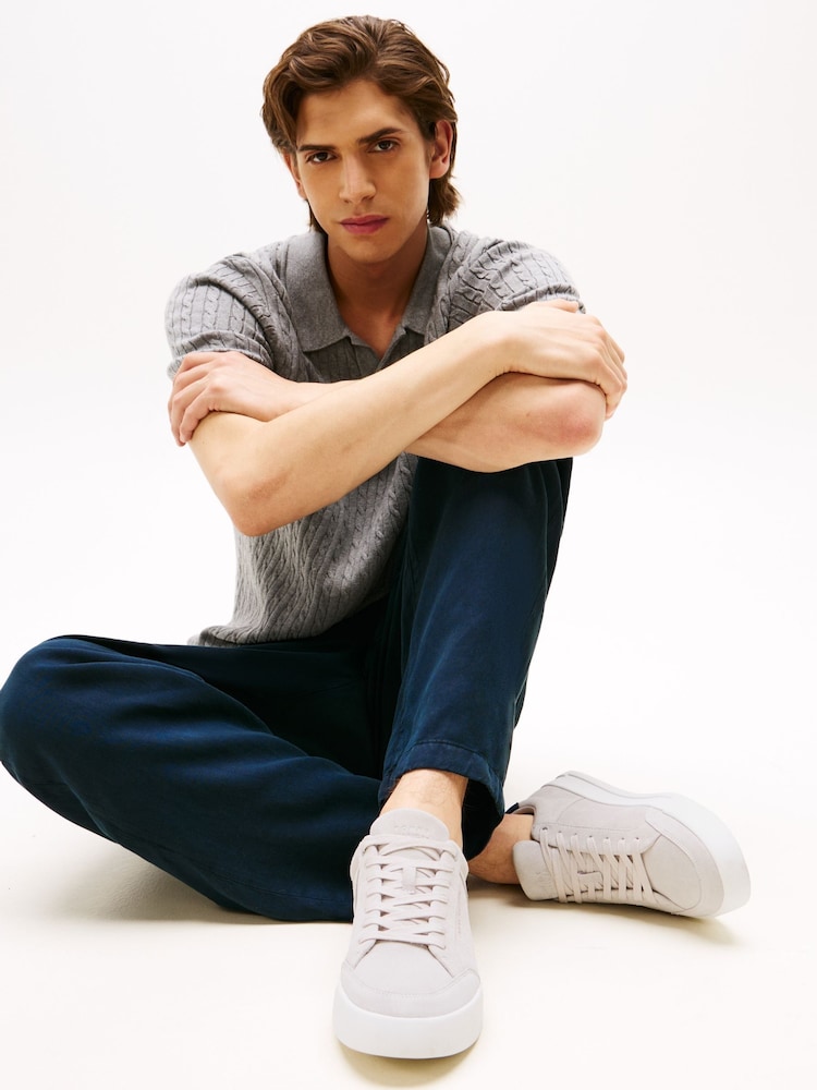 Tommy Hilfiger Grey Suede Chunky Sole Court Trainers - Image 5 of 5
