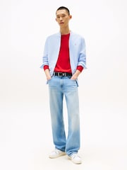 Tommy Jeans Blue Regular Fit Band Collar Shirt - Image 3 of 5