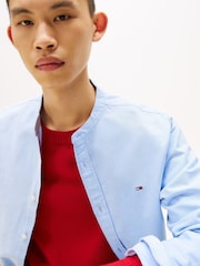 Tommy Jeans Blue Regular Fit Band Collar Shirt - Image 4 of 5
