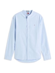 Tommy Jeans Blue Regular Fit Band Collar Shirt - Image 5 of 5