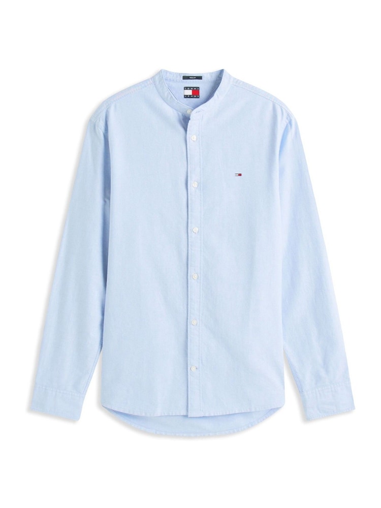 Tommy Jeans Blue Regular Fit Band Collar Shirt - Image 5 of 5