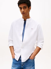 Tommy Jeans Natural Regular Fit Band Collar Shirt - Image 1 of 5