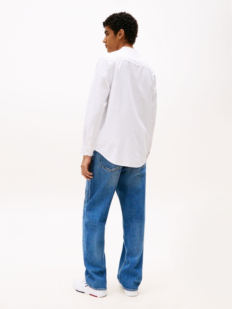 Tommy Jeans Natural Regular Fit Band Collar Shirt - Image 2 of 5