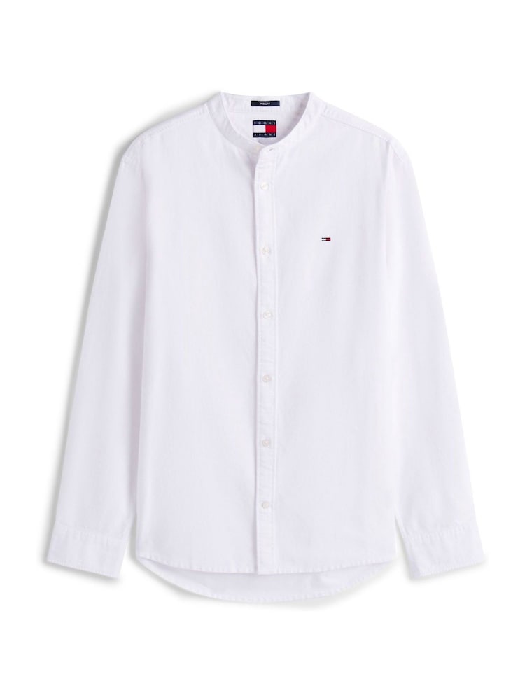 Tommy Jeans Natural Regular Fit Band Collar Shirt - Image 5 of 5