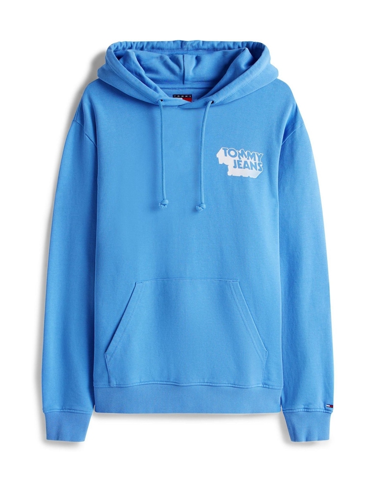 Tommy Jeans Blue Stack Logo Back Graphic Print Hoodie - Image 5 of 5