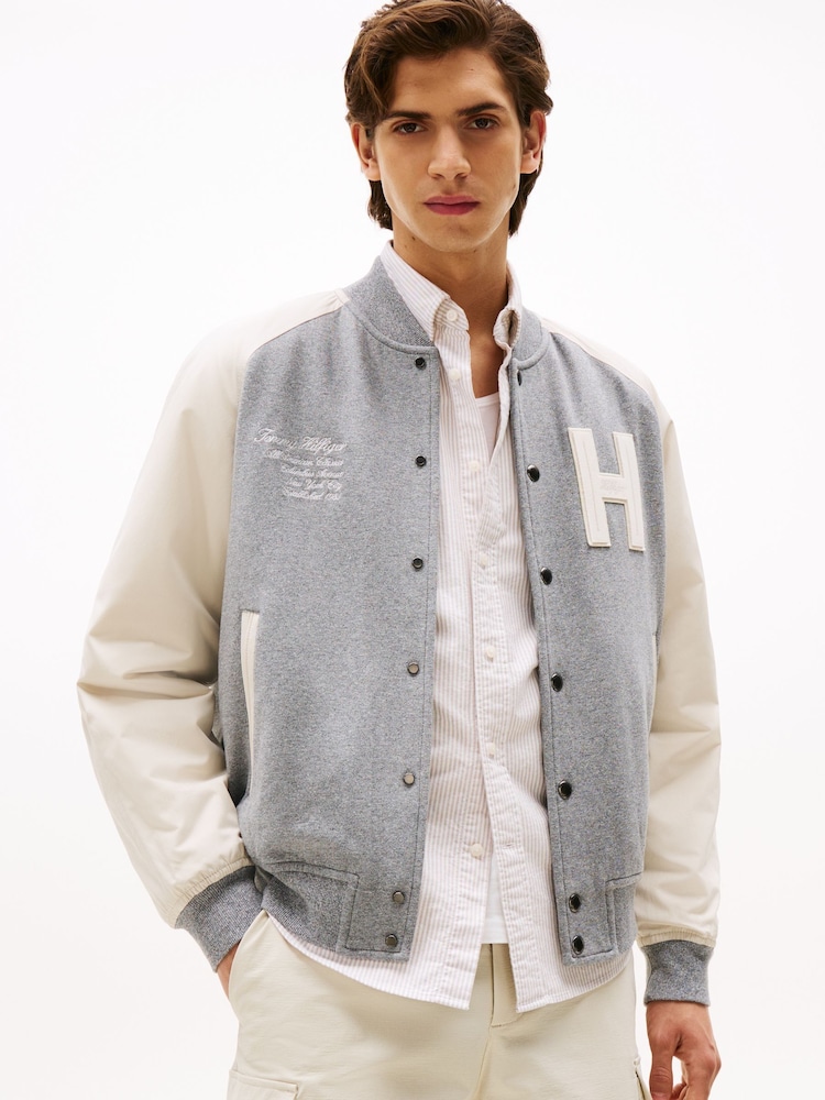 Tommy Hilfiger Grey Athleisure Relaxed Bomber Jacket - Image 1 of 5